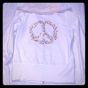 Beautiful Crystal Peace Sign Sweater- EUC